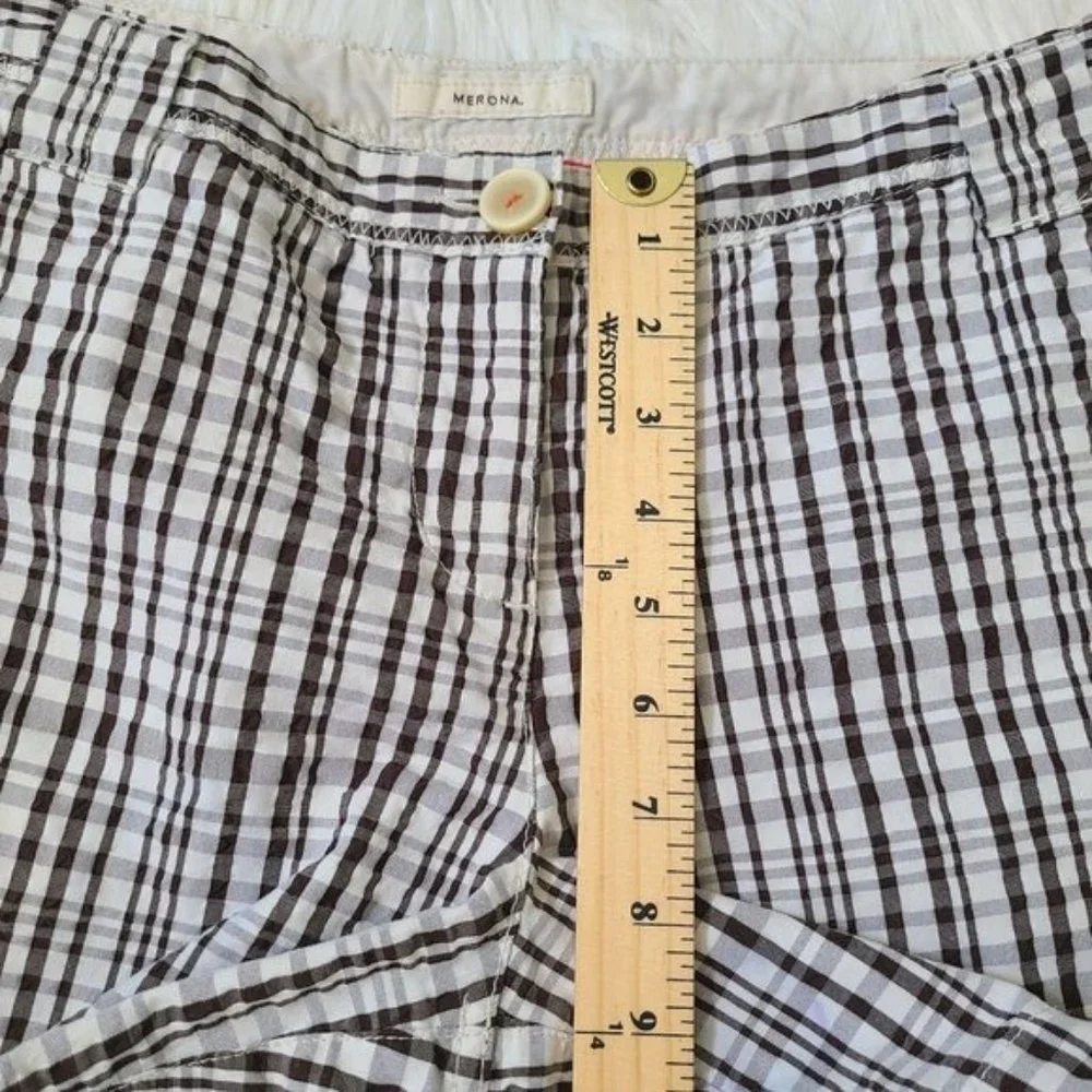 Merona Brown Tan Beige Plaid Casual Shorts,SZ 6